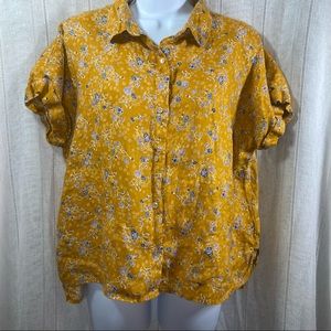 Rachel Zoe 100% Linen Short Sleeve Button Down Top